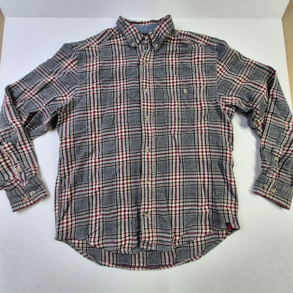 Woolrich Shirt Mens Medium Gray Plaid Flannel Button Down Long Sleeve Casual